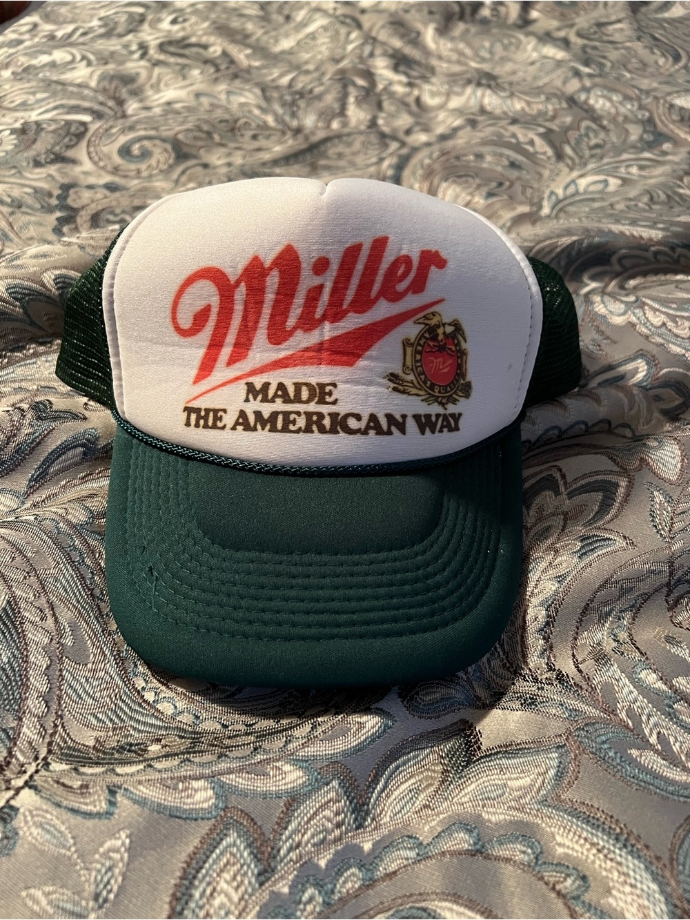 Miller Beer Made the American Way Trucker Hat Mesh Hat Snapback Hat Logo Cap